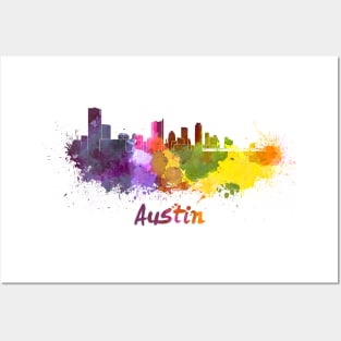 Austin skyline in watercolor Posters and Art